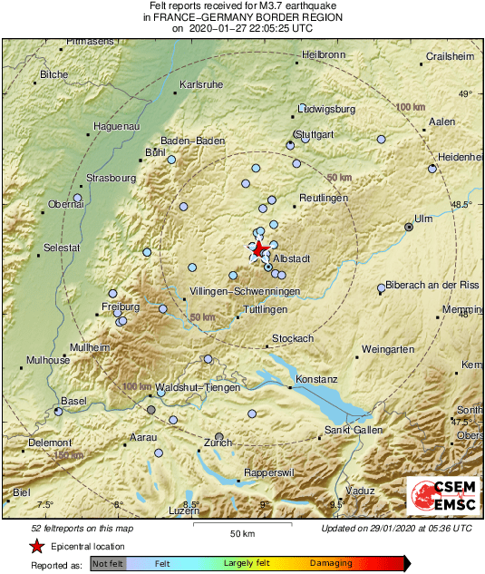 France Germany Border Map 20200127 ML 3.7 FRANCEGERMANY BORDER REGION
