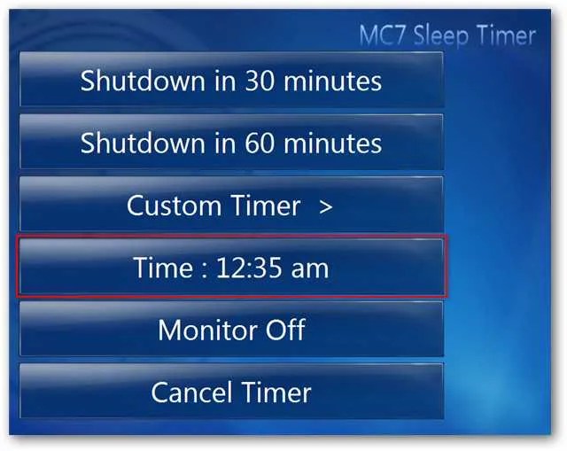 Add a Sleep Timer to Windows 7 Media Center