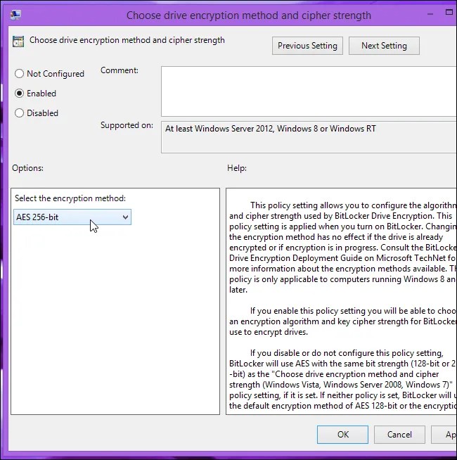 How to Make BitLocker Use 256bit AES Encryption Instead of 128bit AES