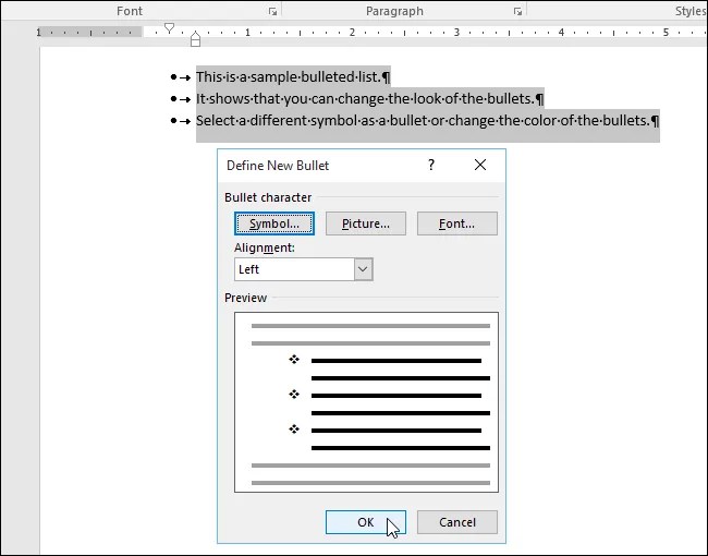 How to Customize the Bullets in a Bulleted List in Word