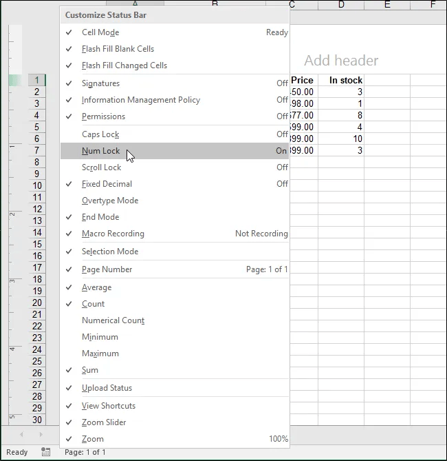 How to Customize and Use the Status Bar in Excel
