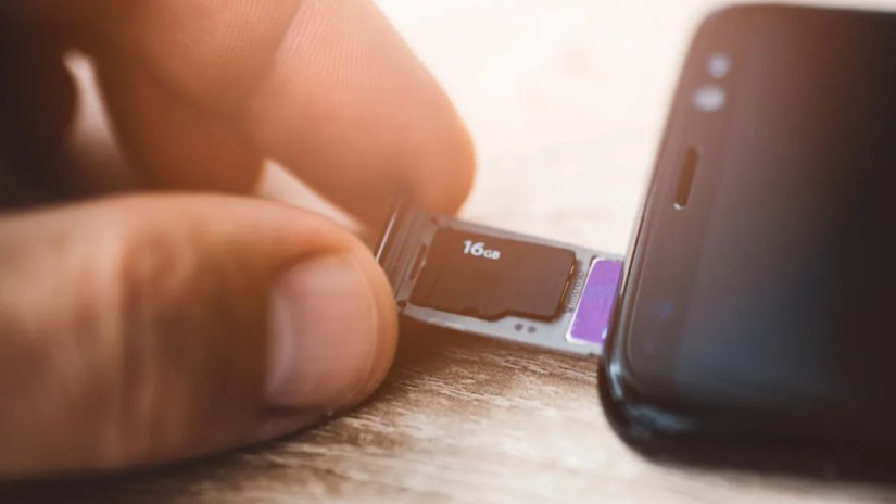 Phone with microSD card.