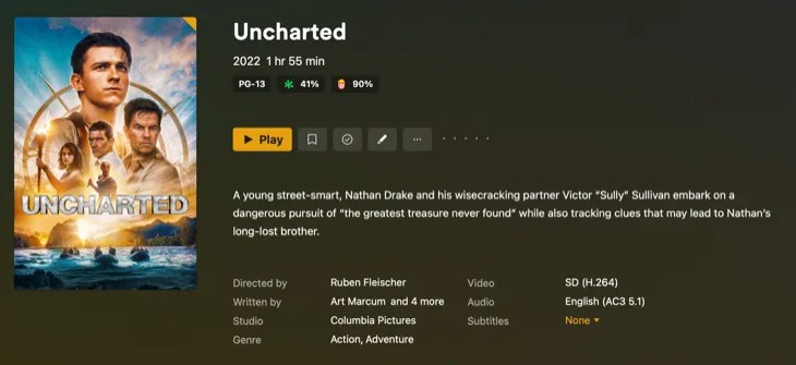 Plex displays metadata about your media