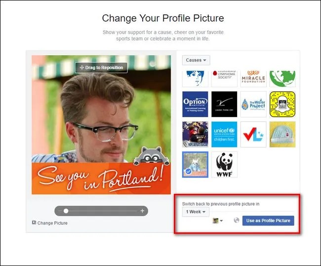How to Set a Temporary Facebook Profile Picture or Frame