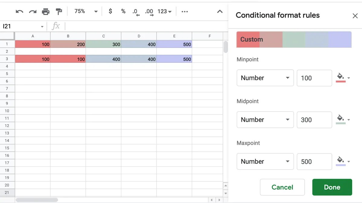 How to Apply a Color Scale Based on Values in Google Sheets