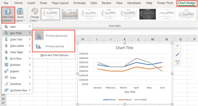 How to Add Axis Titles in a Microsoft Excel Chart