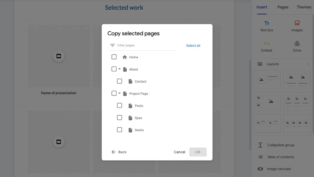 How to Copy a Set of Pages on Google Sites