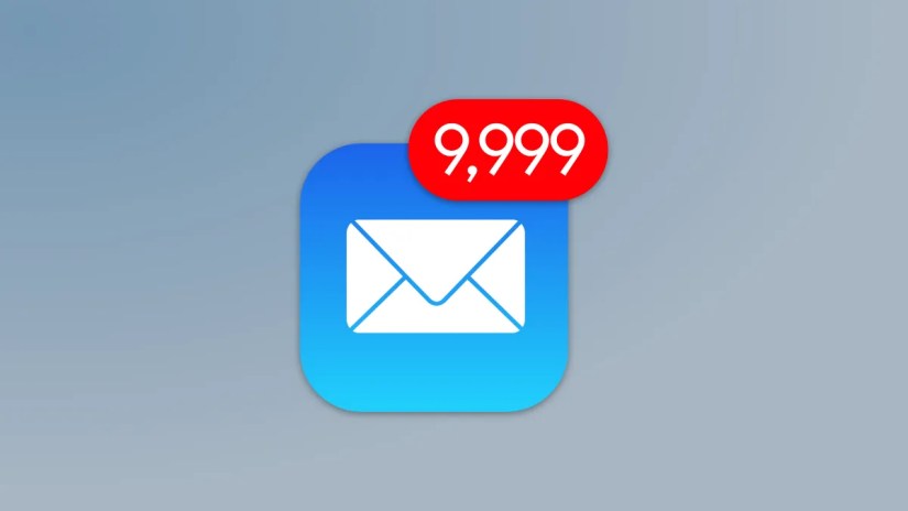 Email icon with unread counter.