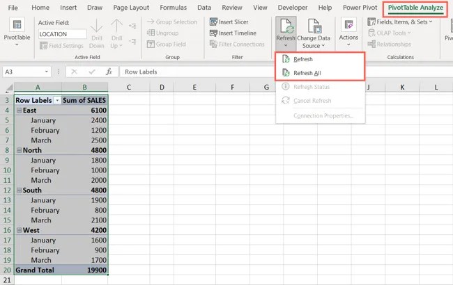 How to Refresh a Pivot Table in Microsoft Excel