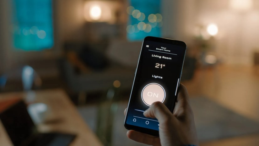 A smartphone controlling smart lights