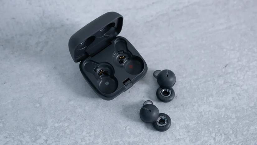 Sony LinkBuds' buds outside of the charging case.