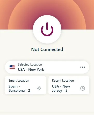 ExpressVPN main screen