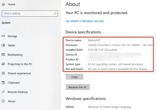 Check PC&rsquo;s specifications.