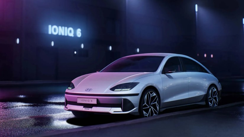 Front 3/4 shot of the Hyundai IONIQ 6