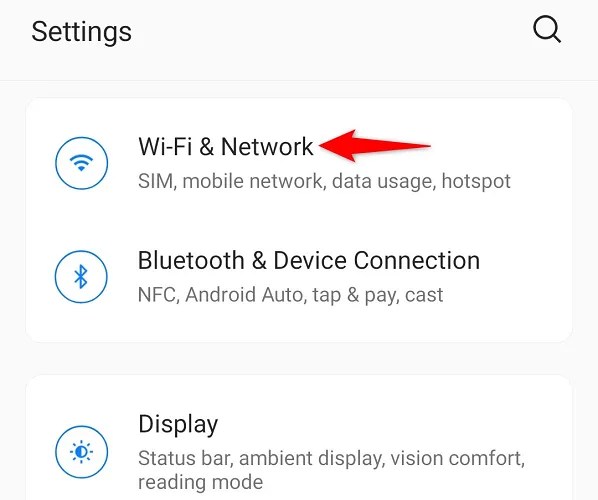 Tap &quot;Wi-Fi &amp; Network&quot; in Settings.