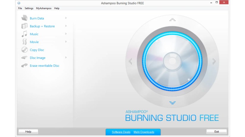 Burning Studio FREE interface open to the main window