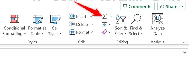 Click &ldquo;AutoSum&rdquo; at the top.