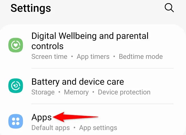 Tap &ldquo;Apps&rdquo; in Settings.