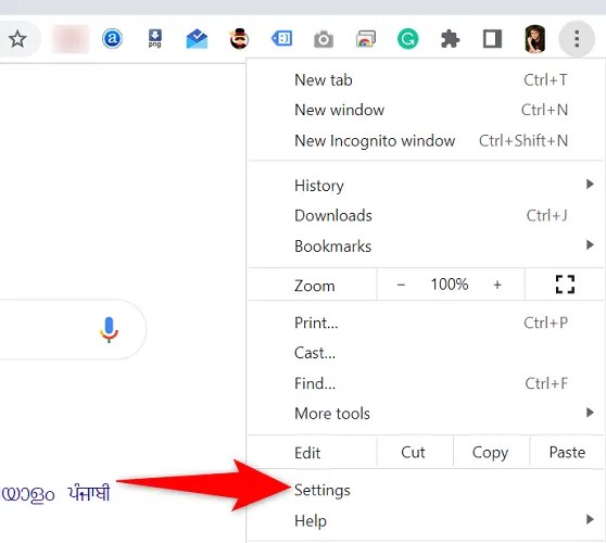 Select &ldquo;Settings&rdquo; in the menu.