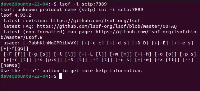 lsof does not work with the SCTP protocol
