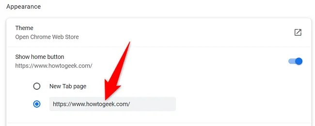 Enter the new home page URL.
