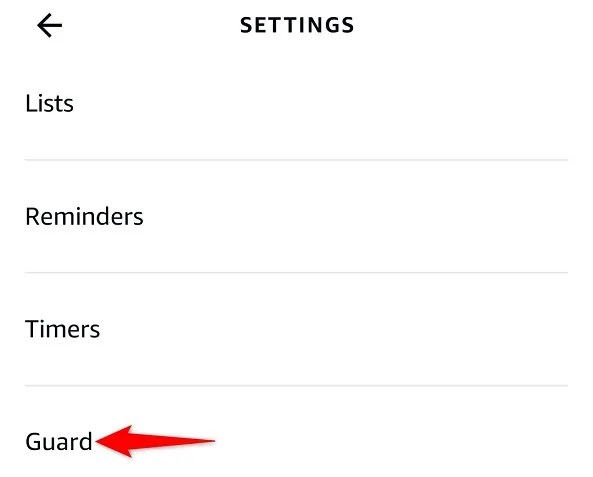 Tap &ldquo;Guard&rdquo; in &ldquo;Settings.&quot;