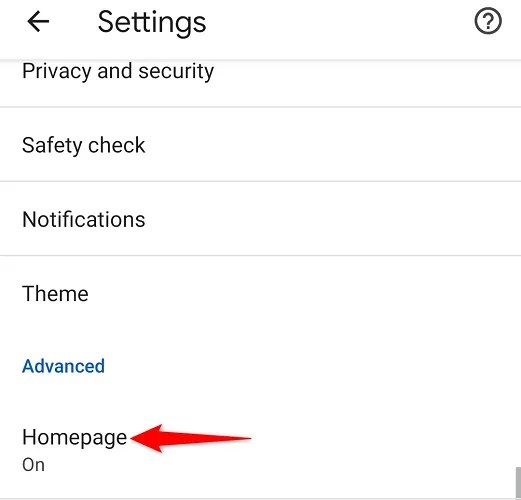 Choose &ldquo;Homepage.&quot;