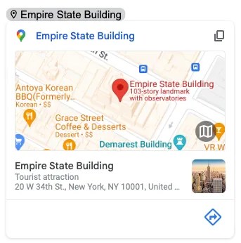 Google Maps Smart Chip in Google Docs