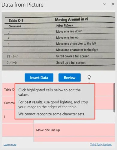 Data tips in the sidebar