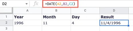Combine cells using DATE