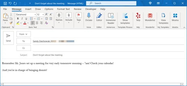 Email replacement for a recalled message