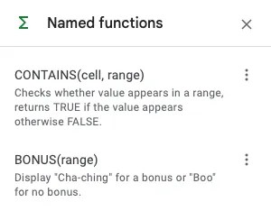 Named Functions sidebar