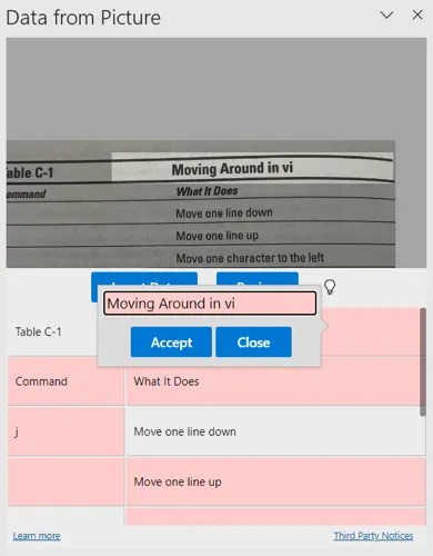 Reviewing one field from a picture