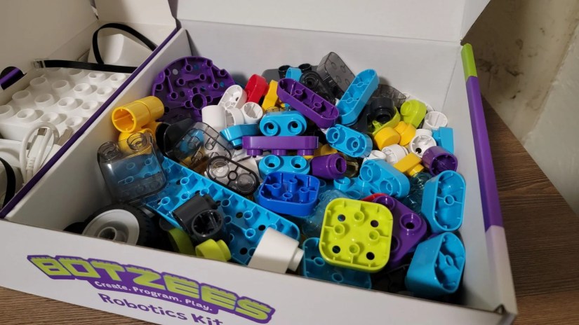 Botzees robotics kit building pieces sitting in open box