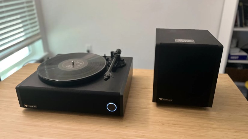 Victrola V1 Soundbar and Subwoofer on table