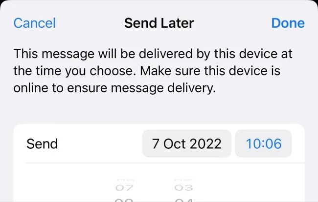Manually schedule an email in iPhone Mail