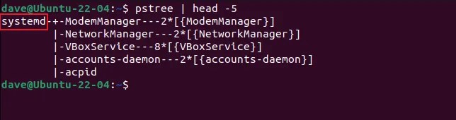 Using pstree piped through head to determine if a Linux installation is using systemd