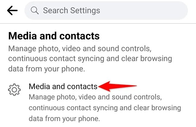 Choose &ldquo;Media and Contacts.&quot;