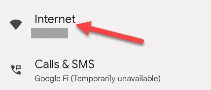 Select &quot;Internet.&quot;