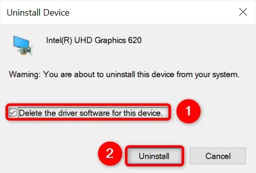 Enable the checkbox and click &ldquo;Uninstall.&quot;