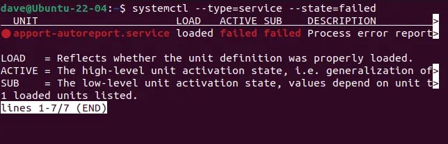 Reporting on failed services with systemctl