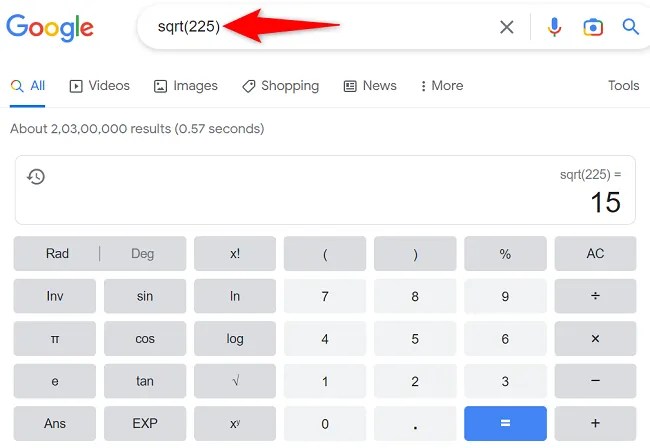 Find a number&rsquo;s square root using Google Search.