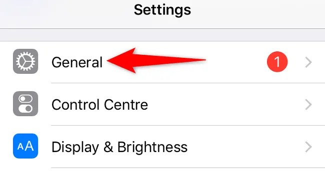 Tap &ldquo;General&rdquo; in Settings.