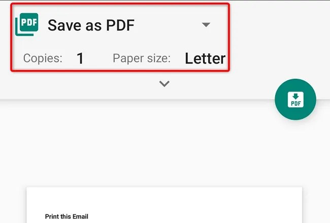 Choose a printer and print the email.