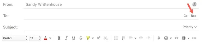 BCC next to the To field in Outlook on Mac