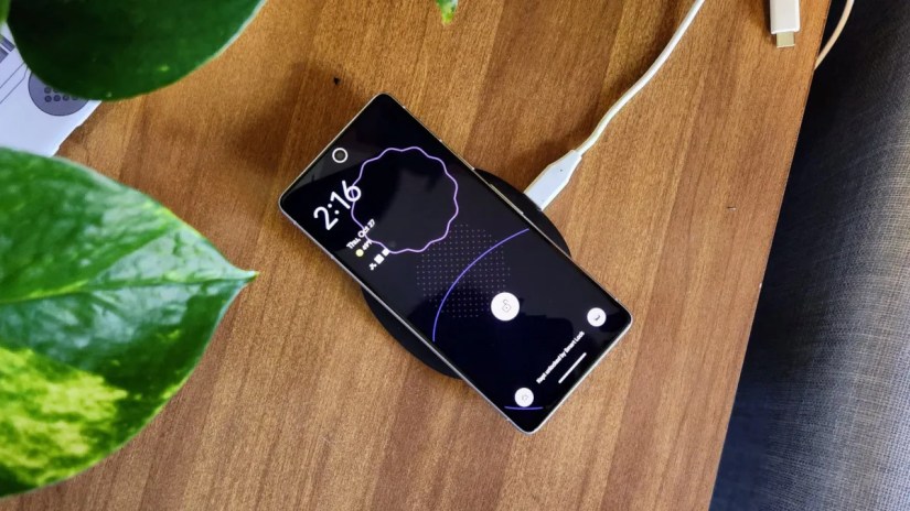 Google Pixel 7 on a charger.