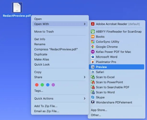 Preview in the Open With shortcut menu