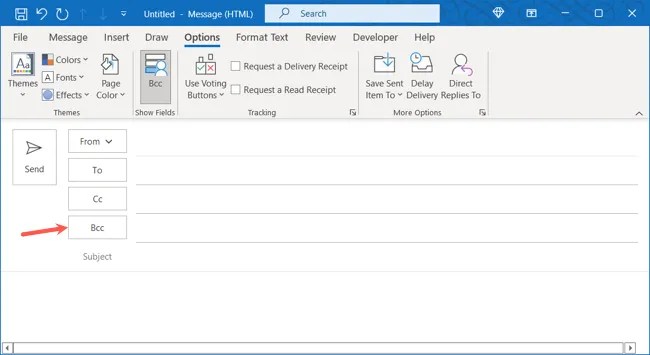 BCC field in an Outlook email