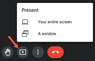 Present Now options in Google Meet