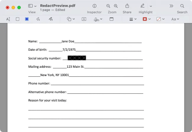 Redact text in a PDF on Mac